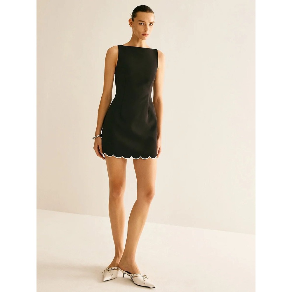 Commense Minimalist Wave Trim Tank‎ Dress black size XS